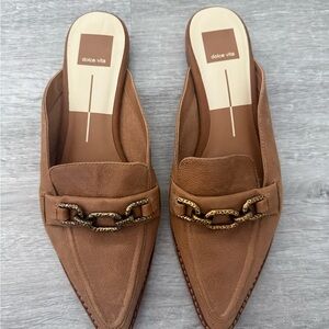 Dolce Vita Tan Loafers with Chain Accent